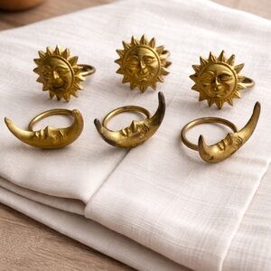 Gold Sun and Moon Napkin Rings